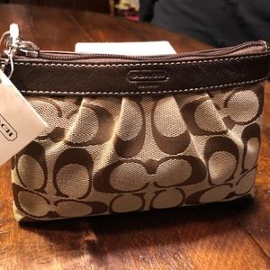 Coach Signature Pleated Wristlet NWT